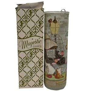 Vtg Majestic Cylinder Candle Cottagecore Sewing Girl Sugar Coated  Frosted 1970s